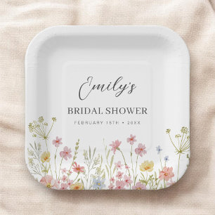 Colorful Wildflower Bridal Shower In Bloom Garden Paper Plates