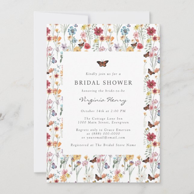 Colorful Wildflower Bridal Shower Invitation (Front)