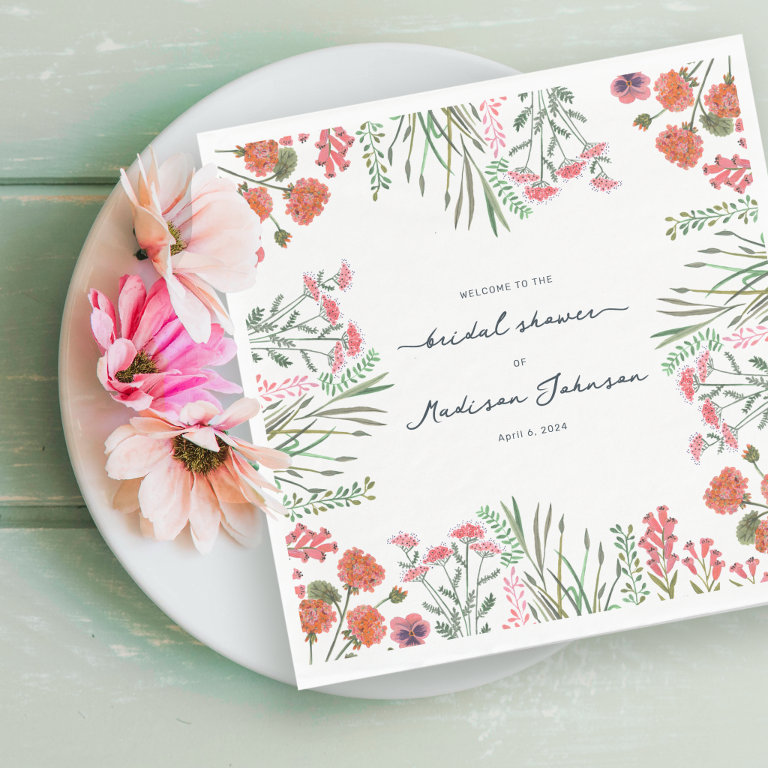 Colorful Wildflower Bridal Shower Invitation                    Napkins