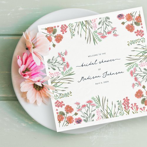 Colorful Wildflower Bridal Shower Invitation Napkins
