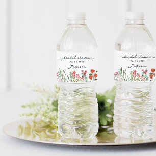Colorful Wildflower Bridal Shower Invitation Water Bottle Label