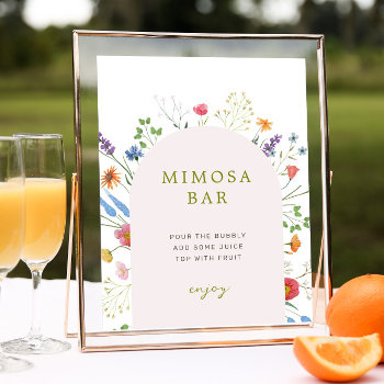 Colorful Wildflower Bridal Shower Mimosa Bar Sign by MoonDaisyStudio at Zazzle