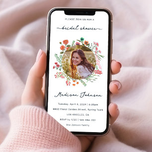 Colorful Wildflower Bridal Shower Photo Invitation