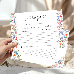 Colorful Wildflower Bridal Shower Recipe Card