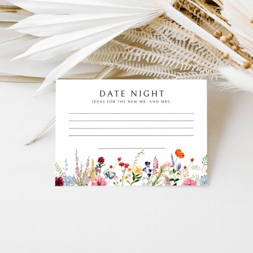 Colorful Wildflower Bridal Shower Recipe Card