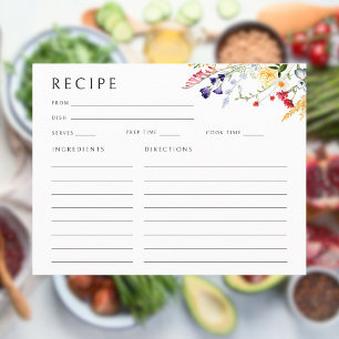 Colorful Wildflower Bridal Shower Recipe Card