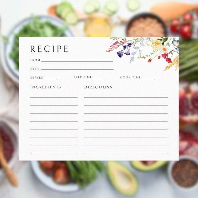 Colorful Wildflower Bridal Shower Recipe Card (Creator Uploaded)