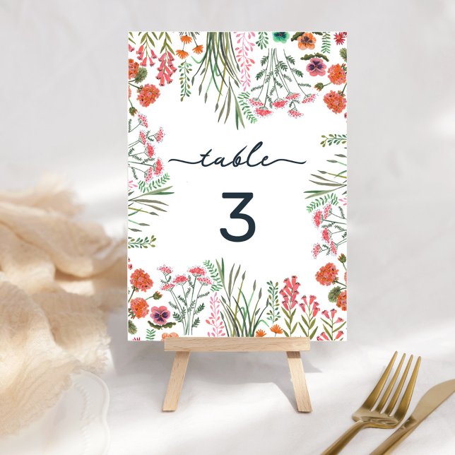 Colorful Wildflower Bridal Shower Table Number (Colorful Wildflower Bridal Shower Table Number)