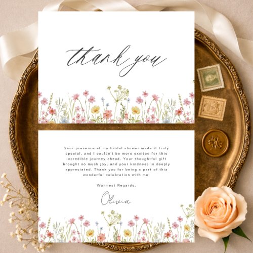 Colorful Wildflower Bridal Shower Thank You Card