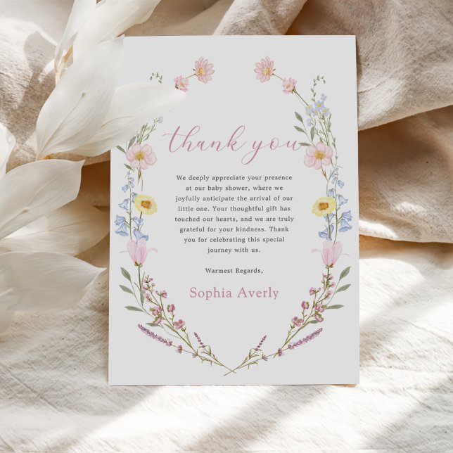 Colorful Wildflower Bridal Shower Thank You Card (Creator Uploaded)