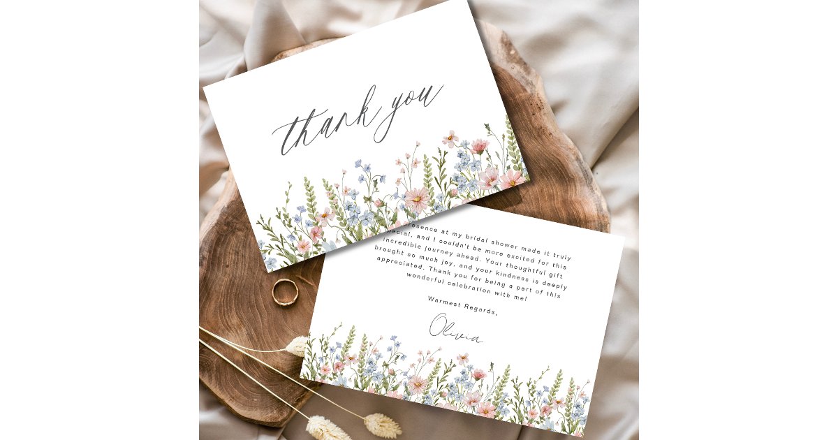 Colorful Wildflower Bridal Shower Thank You Card | Zazzle