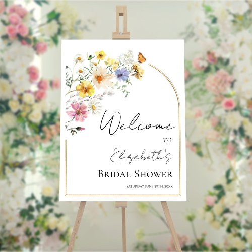 Colorful Wildflower Bridal Shower Welcome Sign