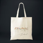 Colorful Wildflower | Bridesmaid Tote Bag<br><div class="desc">This colorful wildflower | bridesmaid tote bag is perfect for your simple, whimsical boho rainbow summer wedding. The bright, enchanted pink, yellow, orange, and gold color florals give this product the feel of a minimalist elegant vintage hippie spring garden. The modern design is artsy and delicate, portraying a classic earthy...</div>