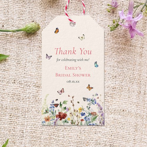 Colorful Wildflower  Butterflies Gift Tags