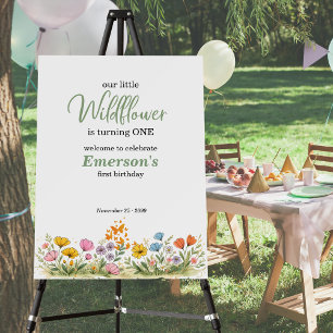 Colorful Wildflower Butterfly 1st Birthday Foam Board