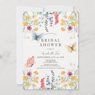 Colorful Wildflower & Butterfly Bridal Shower Invitation