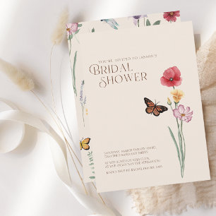 Colorful Wildflower Butterfly Bridal Shower Invitation