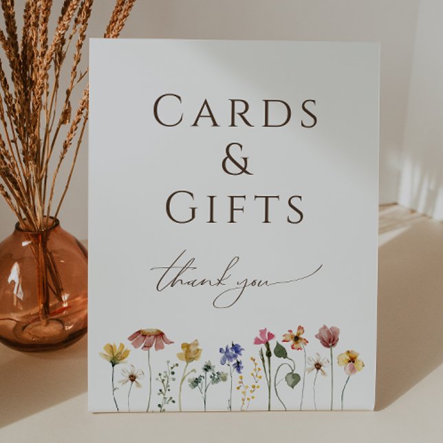 Colorful Wildflower Cards and Gifts Birthday Party Pedestal Sign (Creator Uploaded)