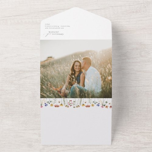 Colorful Wildflower  Casual Photo Seal And Send All In One Invitation