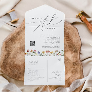 Colorful Wildflower   Casual QR Code Seal and Send All In One Invitation