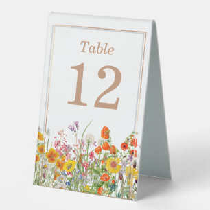 Colorful Wildflower Country Wedding Table Number Tent