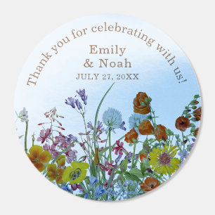 Colorful Wildflower Country Wedding Thank You Classic Round Sticker