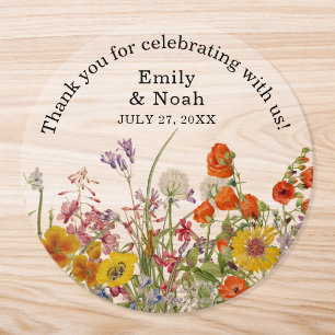 Colorful Wildflower Country Wedding Thank You Classic Round Sticker