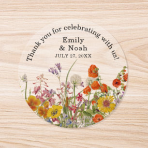 Colorful Wildflower Country Wedding Thank You Classic Round Sticker
