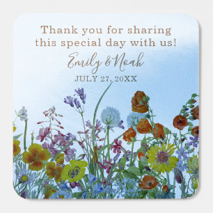 Colorful Wildflower Country Wedding Thank You Square Sticker