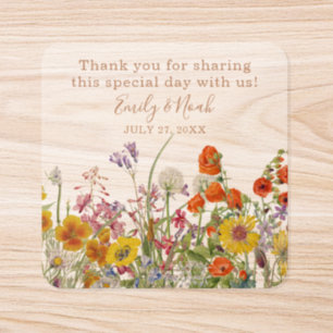Colorful Wildflower Country Wedding Thank You Square Sticker