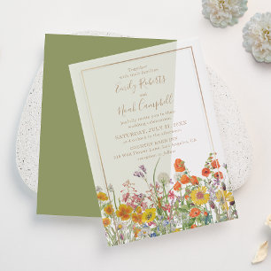 Colorful Wildflower Country Wedding Vellum Invitations