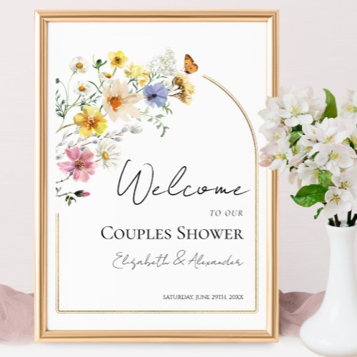 Colorful Wildflower Couples Shower Welcome Sign