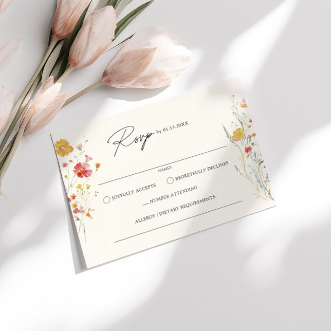 Colorful Wildflower Cream Wedding RSVP  Enclosure Card (Creator Uploaded)