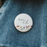 Colorful Wildflower Dad To Be Button<br><div class="desc">This colorful wildflower dad-to-be button is perfect for your simple, whimsical, boho rainbow summer baby shower. The bright, enchanted pink, yellow, orange, and gold color florals give this product the feel of a minimalist, elegant, vintage hippie spring garden. The modern design is artsy and delicate, portraying a classic earthy meadow...</div>