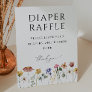 Colorful Wildflower Diaper Raffle Baby Shower Pedestal Sign