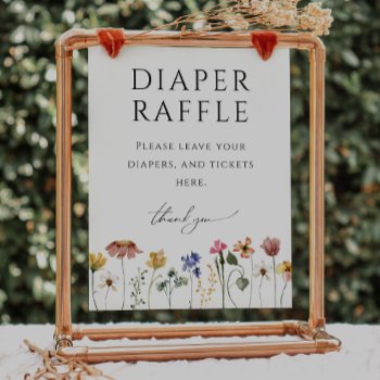Colorful Wildflower Diaper Raffle Baby Shower Sign by SongbirdandSage at Zazzle