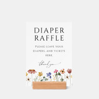 Colorful Wildflower Diaper Raffle Baby Shower Sign