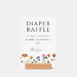 Colorful Wildflower Diaper Raffle Baby Shower Sign Holder