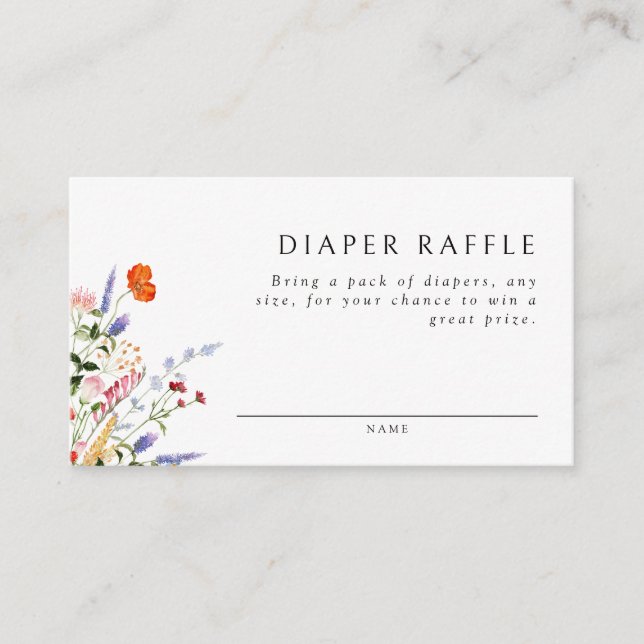 Colorful Wildflower Diaper Raffle Enclosure Card (Front)