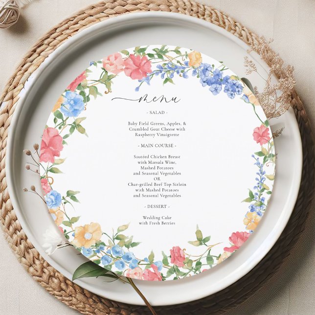 Colorful Wildflower Elegant Wedding Menu (Creator Uploaded)
