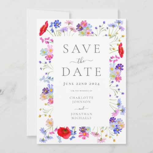 Colorful Wildflower Elegant Wedding Save The Date