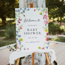 Colorful Wildflower Fairy Baby Shower Welcome Sign