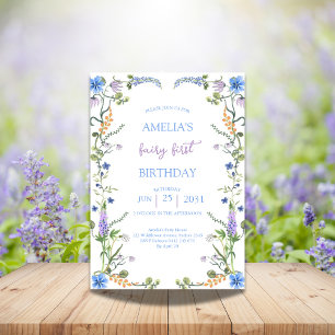 Colorful Wildflower Fairy First Birthday Party Invitation