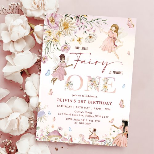 Colorful Wildflower Fairy Princess 1st Birthday  Invitation