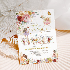 Colorful Wildflower Fairy Princess 3rd Birthday Invitation