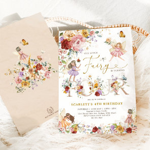 Colorful Wildflower Fairy Princess 4th Birthday Invitation