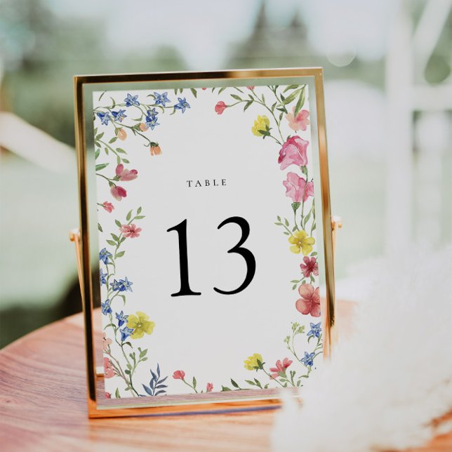 Colorful Wildflower Fairytale Wedding Table Number (Wedding Table Number)