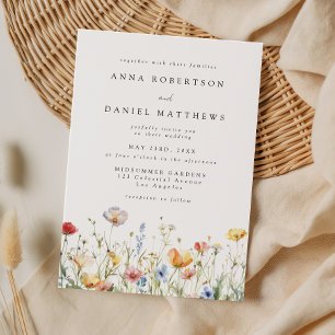 Colorful Wildflower Field Wedding Invitation