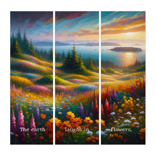 Colorful Wildflower Filed painting _ inspirational Triptych
