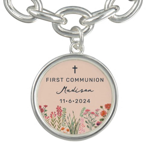 Colorful Wildflower First Holy Communion Bracelet